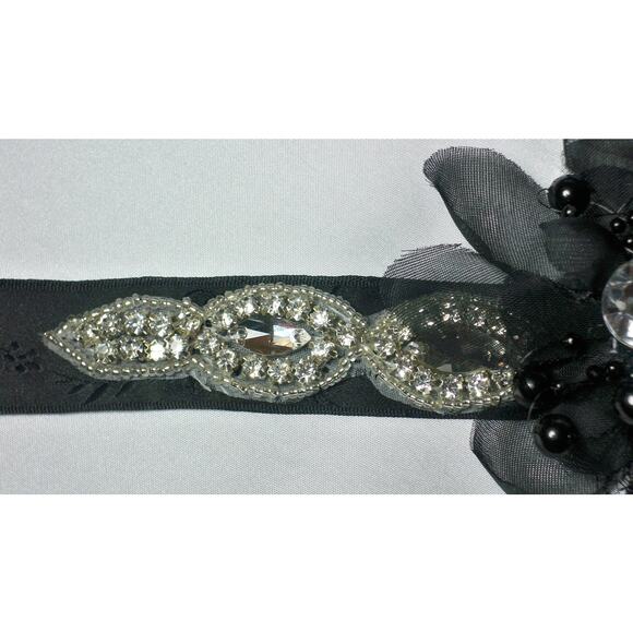 Little Black Dress Belt Rhinestone Flower Wedding Party Formal Prom belt sash - Picture 4 of 5